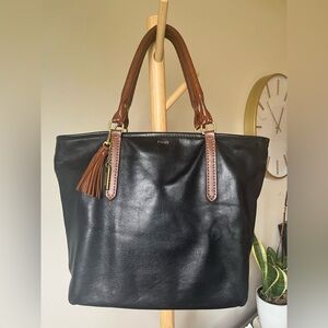 RARE FOUNT LEATHER Original Atlas Tote Bag in Peppercorn, EUC
